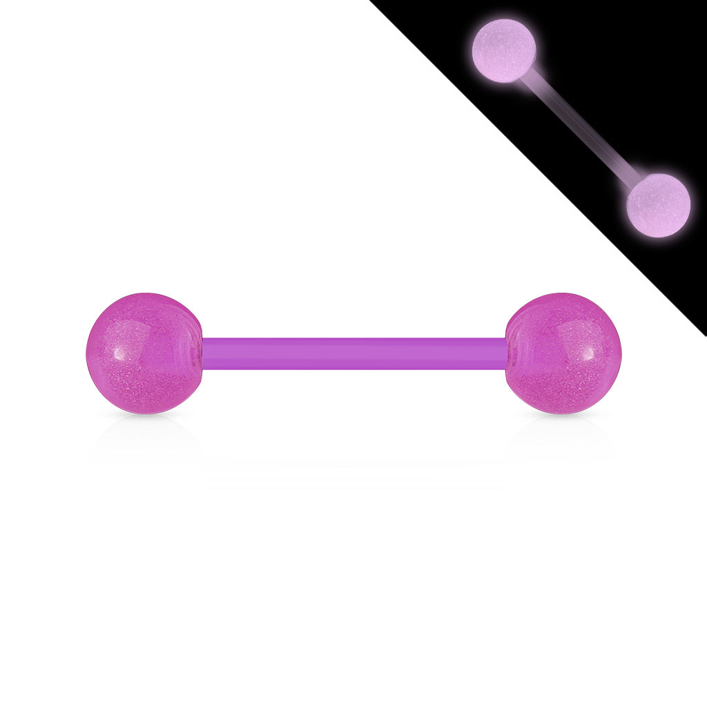14G Flexible Barbell (16MM) W/ Glow In The Dark Balls